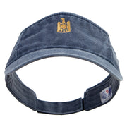 Egyptian National Eagle Embroidered Washed Pigment Dyed Cotton Twill Visor - Navy OSFM