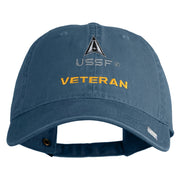 US Space Force Veteran Delta Embroidered Washed Solid Pigment Dyed Cotton Twill Brass Buckle Cap - Navy OSFM