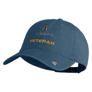 US Space Force Veteran Delta Embroidered Washed Solid Pigment Dyed Cotton Twill Brass Buckle Cap - Navy OSFM