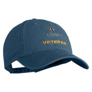 US Space Force Veteran Delta Embroidered Washed Solid Pigment Dyed Cotton Twill Brass Buckle Cap - Navy OSFM
