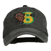 Small Bison Mascots Embroidered Washed Cap