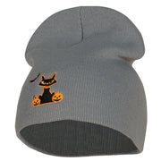 Halloween Bat, Cat and Pumpkin Embroidered Short Beanie