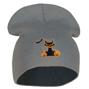 Halloween Bat, Cat and Pumpkin Embroidered Short Beanie