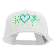 Peace Love Irish Embroidered Unconstructed high profile Cotton Flat Bill Cap - White OSFM