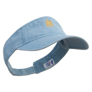 Egyptian National Eagle Embroidered Washed Pigment Dyed Cotton Twill Visor - Aqua OSFM