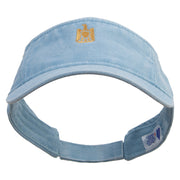 Egyptian National Eagle Embroidered Washed Pigment Dyed Cotton Twill Visor - Aqua OSFM