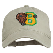 Small Bison Mascots Embroidered Washed Cap