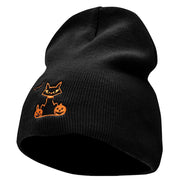 Halloween Bat, Cat and Pumpkin Embroidered Short Beanie