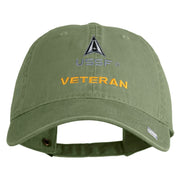 US Space Force Veteran Delta Embroidered Washed Solid Pigment Dyed Cotton Twill Brass Buckle Cap - Olive OSFM