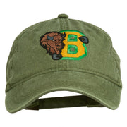 Small Bison Mascots Embroidered Washed Cap