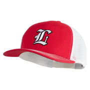 Old English White L Patched Cotton Deluxe Trucker Ball Cap - Red White OSFM