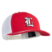 Old English White L Patched Cotton Deluxe Trucker Ball Cap - Red White OSFM