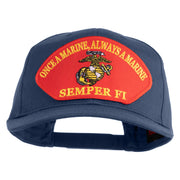 Once a Marine Always a Marine Semper Fi Red Patched Solid Cotton Twill Pro Style Cap - Navy OSFM
