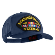 Enduring Freedom 2001 2021 Veteran Patched Solid Cotton Twill 5 panel Mesh Back Cap - Navy OSFM