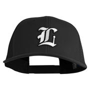 Old English White L Patched Cotton Deluxe Trucker Ball Cap - Black Black OSFM