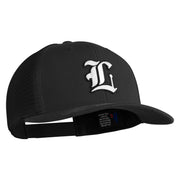 Old English White L Patched Cotton Deluxe Trucker Ball Cap - Black Black OSFM