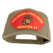 Once a Marine Always a Marine Semper Fi Red Patched Solid Cotton Twill Pro Style Cap - Khaki OSFM