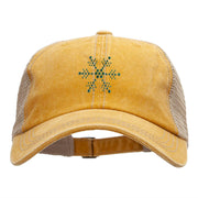 Christmas Snowflakes Rhinestud Iron on Glue Patched Pigment Dyed Mesh Cap