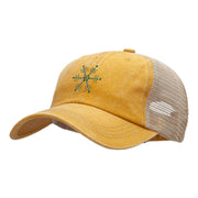 Christmas Snowflakes Rhinestud Iron on Glue Patched Pigment Dyed Mesh Cap