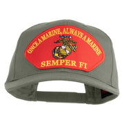 Once a Marine Always a Marine Semper Fi Red Patched Solid Cotton Twill Pro Style Cap - Grey OSFM