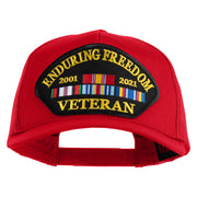 Enduring Freedom 2001 2021 Veteran Patched Solid Cotton Twill 5 panel Mesh Back Cap - Red OSFM