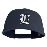 Old English White L Patched Cotton Deluxe Trucker Ball Cap - Navy Navy OSFM