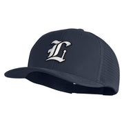 Old English White L Patched Cotton Deluxe Trucker Ball Cap - Navy Navy OSFM