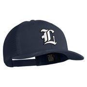 Old English White L Patched Cotton Deluxe Trucker Ball Cap - Navy Navy OSFM