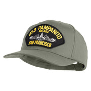 USS Pampanito SS-383 Submarine San Francisco Patched Solid Cotton Twill Pro Style Cap - Grey OSFM