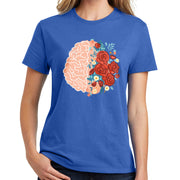 Health Awareness with Rose Graphic Design Ladies Big Size Soft Spun Cotton Essential T-Shirt - Royal XS