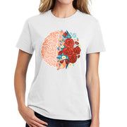 Health Awareness with Rose Graphic Design Ladies Big Size Soft Spun Cotton Essential T-Shirt - White XS