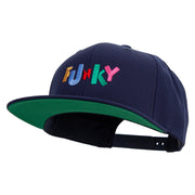 Colorful Funky Logo Embroidered Wool Blend Prostyle Snapback - Navy OSFM