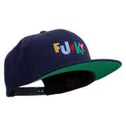 Colorful Funky Logo Embroidered Wool Blend Prostyle Snapback - Navy OSFM