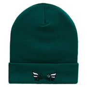 Controller With Wings  Embroidered 12 Inch Long Knitted Beanie - Dk-Green OSFM