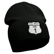 Route Key West 1 Sign Embroidered 8 Inch Short Beanie