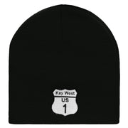 Route Key West 1 Sign Embroidered 8 Inch Short Beanie