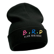 B.R.D. Letters Embroidered Long Knitted Beanie