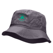 Clover Circle Embroidered Pigment Dyed Bucket Hat - Charcoal OSFM