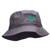 Clover Circle Embroidered Pigment Dyed Bucket Hat - Charcoal OSFM