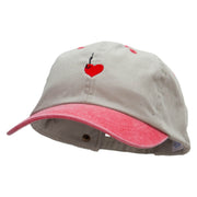 Hooked Heart Embroidered Pigment Dyed Wash Cap - Beige-Red OSFM