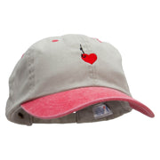 Hooked Heart Embroidered Pigment Dyed Wash Cap - Beige-Red OSFM