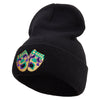 Mardi Gras Masks Logo Embroidered 12 Inch Long Knitted Beanie