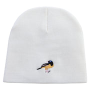 Venezuela Bird Embroidered 8 Inch Short Beanie - White OSFM