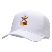 Military Star Badge Embroidered Solid Cotton Prostyle Twill Mesh Cap