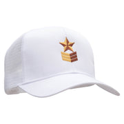 Military Star Badge Embroidered Solid Cotton Prostyle Twill Mesh Cap