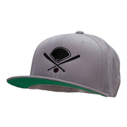 Baseball Field Embroidered Wool Blend Two Tone Cap