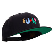 Colorful Funky Logo Embroidered Wool Blend Prostyle Snapback - Black OSFM