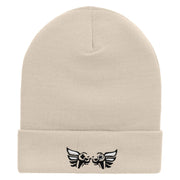 Controller With Wings  Embroidered 12 Inch Long Knitted Beanie - Birch OSFM