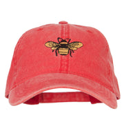 Bumblebee Embroidered Washed Buckle Cap