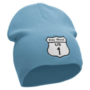 Route Key West 1 Sign Embroidered 8 Inch Short Beanie